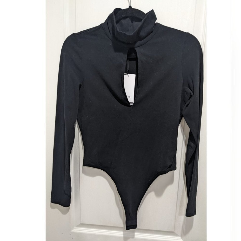 Nwt Reiss | Corrine High Neck Cut-Out Bodysuit In Black - Picture 4 of 12
